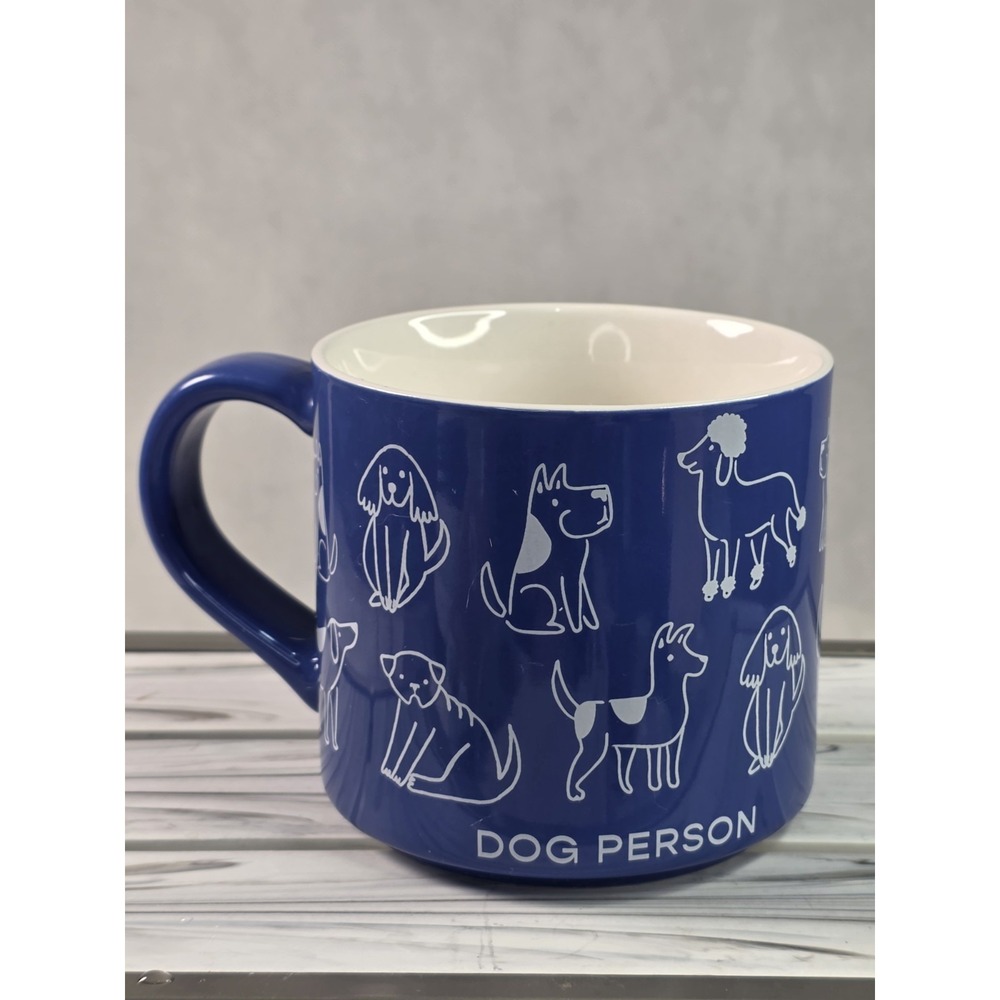 Parker Lane Dog Person, Blue White Inside Dogs Breeds Tea Coffee Mug 16 oz (274)